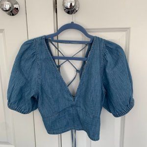 Topshop Blue Denim Top (size S)